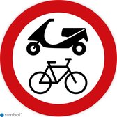 Simbol - Stickers Verboden voor Fietsen en Scooters - Geen Fietsen en Scooters - Duurzame Kwaliteit - Formaat ø 30 cm.