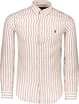 Polo Ralph Lauren  Overhemd Bruin Bruin Getailleerd - Maat XXL - Heren - Lente/Zomer Collectie - Linnen