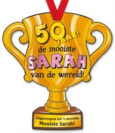 Trofee met lint - Trophy - Sarah - 50 jaar