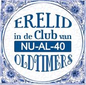 Benza - Delfts Blauwe Spreukentegel - Erelid in de club van NU-AL-40 oldtimers