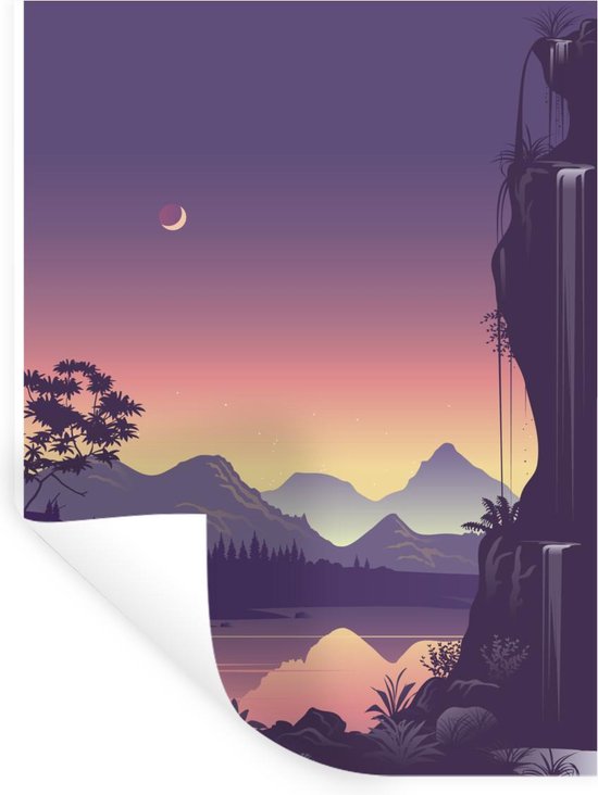 Sticker Mural Paysage Montagne Avec Nuages - IdealDesign H10468_PLNS, Autocollant Déco