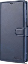 AZNS Samsung Galaxy A12 Hoesje Wallet Book Case Kunst Leer Blauw
