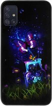 ADEL Siliconen Back Cover Softcase Hoesje Geschikt Voor Samsung Galaxy A71 - Vlinder Paars