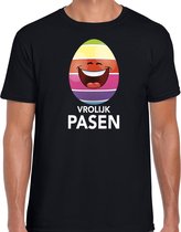 Lachend Paasei vrolijk Pasen t-shirt / shirt - zwart - heren - Paas kleding / outfit S