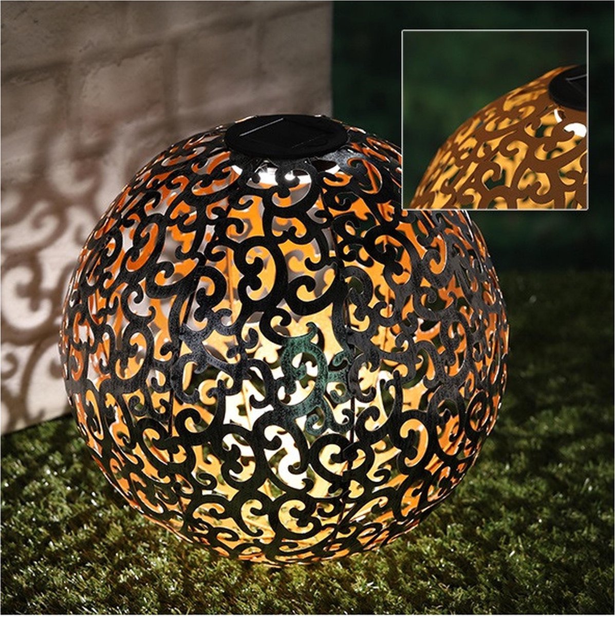 Boule solaire rouille, lampe à brancher, décoration de jardin, lampe  solaire, piquet, extérieur, métal, effet lumineux