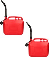 Set van 3x stuks jerrycan rood met vloeistofindicator voor brandstof - 10 liter - inclusief schenktuit - benzine / diesel