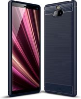 Sony Xperia 10 Hoesje - Mobigear - Brushed Serie - TPU Backcover - Marineblauw - Hoesje Geschikt Voor Sony Xperia 10