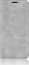 OnePlus 7T Hoesje - Mobigear - Retro Slim Serie - Kunstlederen Bookcase - Grijs - Hoesje Geschikt Voor OnePlus 7T