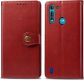 Motorola Moto G8 Power Lite Hoesje - Mobigear - Snap Button Serie - Kunstlederen Bookcase - Rood - Hoesje Geschikt Voor Motorola Moto G8 Power Lite