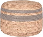 Nancy's Poef Jute - Gevlochten - Handgemaakt - Poefen - Rond - Design - Jute - Grijs - 50 x 50 x 35 cm