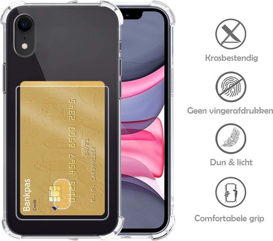 Étui iPhone XR avec porte-cartes - Étui pour cartes iPhone XR transparent -  Étui pour... | bol