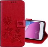 Voor Huawei P9 Lite Mini Rose reliëf horizontale flip milieu PU lederen tas met houder & kaartsleuven & portemonnee (rood)