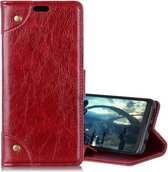 Koperen gesp Nappa-textuur horizontale lederen flip-hoes voor Huawei Mate 20 Lite, met houder & kaartsleuven en portemonnee (wijnrood)