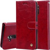 Zakelijke stijl olie-wax textuur horizontale flip lederen hoes voor Huawei Mate 20 Lite, met houder & kaartsleuven en portemonnee (rood)