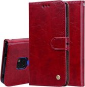 Zakelijke stijl olie-wax textuur horizontale flip lederen hoes voor Huawei Mate 20, met houder & kaartsleuven en portemonnee (rood)