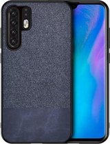 Schokbestendige splicing PU + stoffen beschermhoes voor Huawei P30 Pro (blauw)