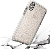 Voor iPhone X / XS Diamond Texture TPU Dropproof beschermende achterkant van de behuizing (wit)