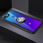 Krasbestendige TPU + acryl ringbeugel beschermhoes voor Xiaomi Mi 8 Lite (zilver + zwart)