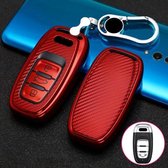 Voor Audi Smart 3-knops C-versie Auto TPU Sleutel Beschermhoes Sleutelhoes met sleutelring (rood)