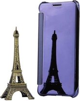 Voor Galaxy A7 (2017) / A720 Plating Mirror Horizontale Flip lederen tas met slaap- / wekfunctie (donkerblauw)