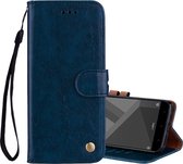 Voor Geschikt voor Xiaomi redmi 4x zakelijke stijl olie wax textuur horizontale flip lederen case met houder & kaartsleuven & portemonnee (blauw)