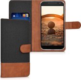 kwmobile telefoonhoesje voor Motorola Moto G4 / Moto G4 Plus - Hoesje met pasjeshouder in zwart / bruin - Case met portemonnee