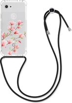 kwmobile phone case for Google Pixel 3a - Etui avec cordon en rose poudré / blanc / transparent - Coque arrière pour smartphone