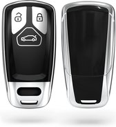 kwmobile autosleutel hoesje compatibel met Audi 3-knops Smartkey autosleutel (alleen Keyless Go) - autosleutel behuizing in hoogglans zilver