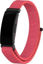 Nylon Smartwatch bandje - Geschikt voor Fitbit Inspire nylon bandje - knalroze - Strap-it Horlogeband / Polsband / Armband