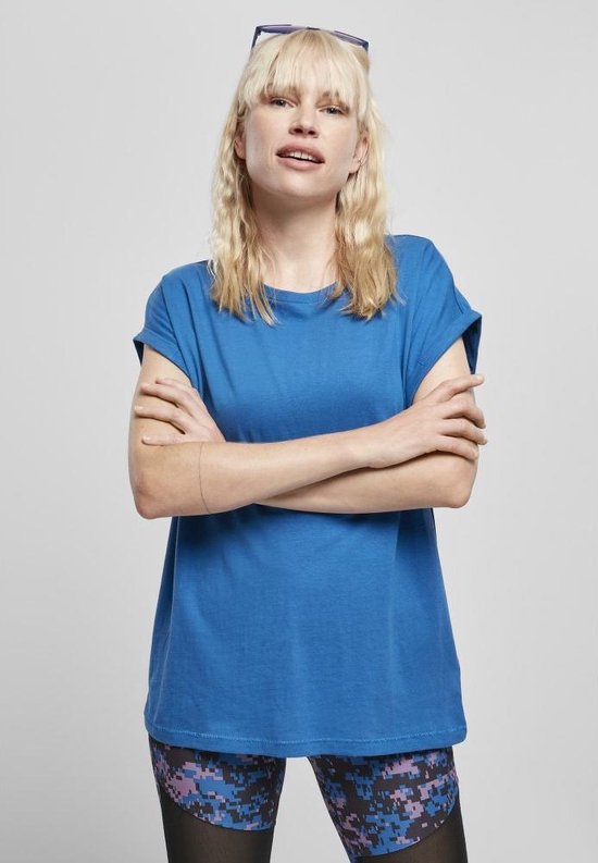 Urban Classics - Extended Shoulder Dames T-shirt - L - Blauw