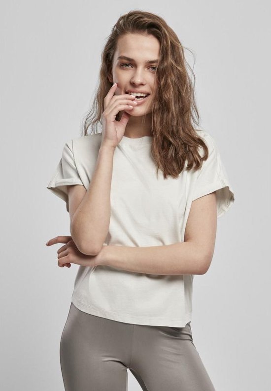 Urban Classics - Short Pigment Dye Cut On Sleeve Dames T-shirt - 5XL - Beige