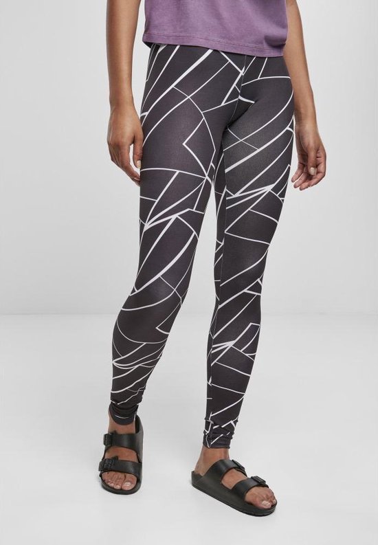 Urban Classics - AOP geometric Legging - 2XL - Zwart