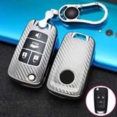 Voor Chevrolet vouwen 4-knops auto TPU sleutel beschermhoes sleutelhoes met sleutelring (zilver)