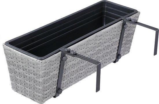 2x Bloembak Bloempot Met Beugels - 58 x 18 x 16,2 cm - Bloempot Irrigatiesysteem Balkonbak Bloembakken, Grijs