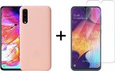 Samsung a50 hoesje - Samsung galaxy A50 hoesje roze siliconen case hoes cover hoesjes - 1x Samsung A50 screenprotector