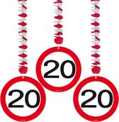 Rotorspiralen 20 jaar verkeersborden 12x stuks - Verjaardag feestartikelen/versieringen
