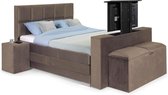 Boxspring Super relax 140x210 Compleet Elektrische verstelbaar kleu :  Taupe