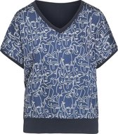Cassis - Female - T-shirt met abstracte gezichten  - Marineblauw