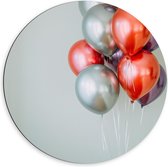 Dibond Wandcirkel - Aantal Gekleurde Ballonnen - 60x60cm Foto op Aluminium Wandcirkel (met ophangsysteem)