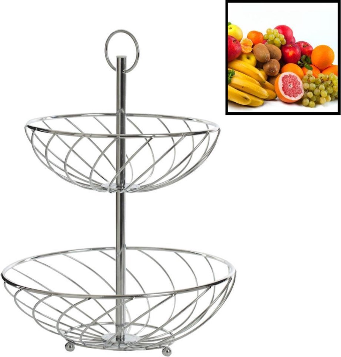 Fruitschaal Fruitkommen Fruitmand Europese dubbele laag fruitschaal keuken huis afneembare metalen taart stand decoratieve desserthouder ronde fruitmand Fruitschalen Fruitrekken Fruithouder (Color