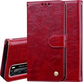 Voor Huawei P40 Business Style Oil Wax Texture Horizontal Flip Leather Case, met houder & kaartsleuven & portemonnee (rood)