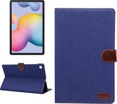 Voor Galaxy Tab S6 Lite P610 / P615 Horizontale Flip Denim Leren Case, met Houder & Kaartsleuven & Portemonnee & Slaap / Wekfunctie (Donkerblauw)