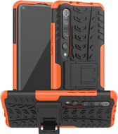 Voor Xiaomi Mi 10 Pro Tire Texture Shockproof TPU + PC beschermhoes met houder (oranje)