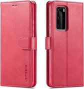 Voor Huawei P40 LC.IMEEKE kalfsleer horizontale flip lederen tas, met houder & kaartsleuven & portemonnee & fotolijst (rood)