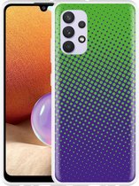 Hoesje Geschikt voor Samsung Galaxy A32 4G lime paarse cirkels