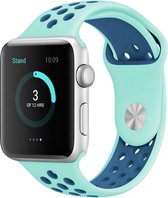 Mobigear Active Siliconen Bandje Geschikt voor Apple Watch Series 7 (41 mm) - Blauw / Turquoise