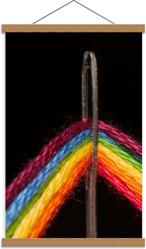 Schoolplaat – Regenboog Touw in Naald - 40x60cm Foto op Textielposter (Wanddecoratie op Schoolplaat)