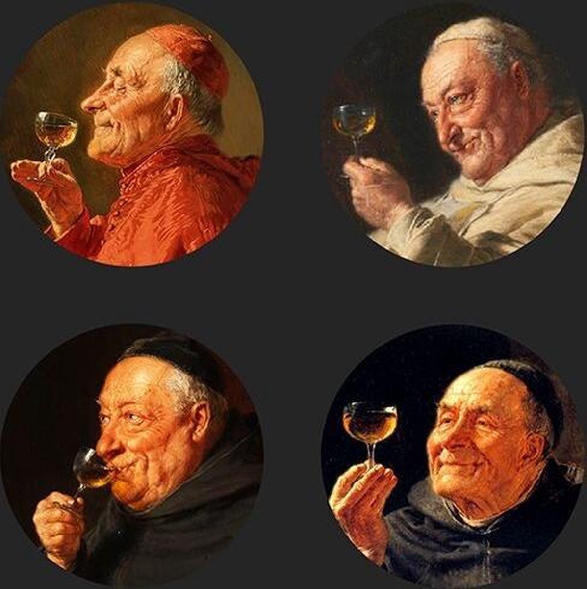 Set van vier onderzetters Grützner - inclusief houdertje
