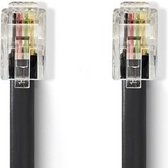 Nedis Telecomkabel | RJ10 Male | RJ10 Male | 1.00 m | Design kabel: Plat | Kabeltype: RJ10 | Zwart