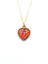 Ketting Meisje- Hartje- Diamant- Rood- Goud- Kind- LiLaLove